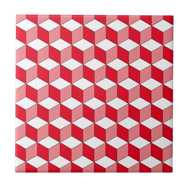 Tile der roten geometrischen Muster der Keramik Fliese (Vorderseite)
