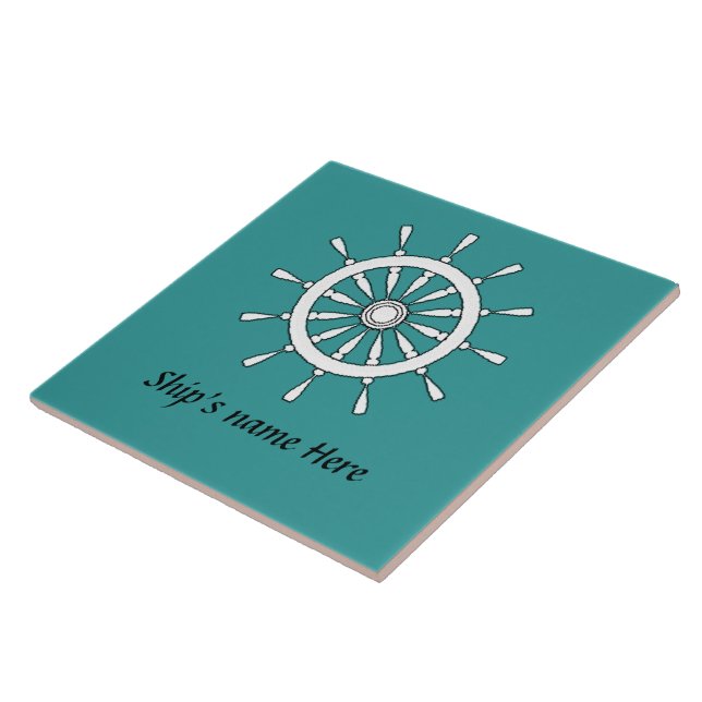 Tile - Helm mit Schiffsname Fliese (Seite)