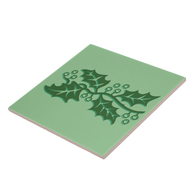Tile - Holly-Blätter mit Berries Fliese (Seite)