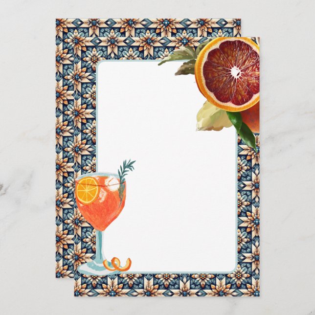 Tile Juicy Orange Spritz Blank Card für DIY Design Einladung (Vorne/Hinten)