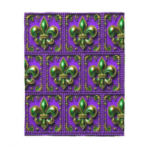 Tile Mardi Gras Lilie Fleece Blanket
