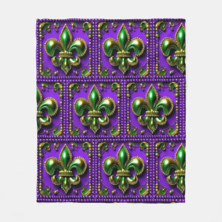 Tile Mardi Gras Lilie Fleece Blanket