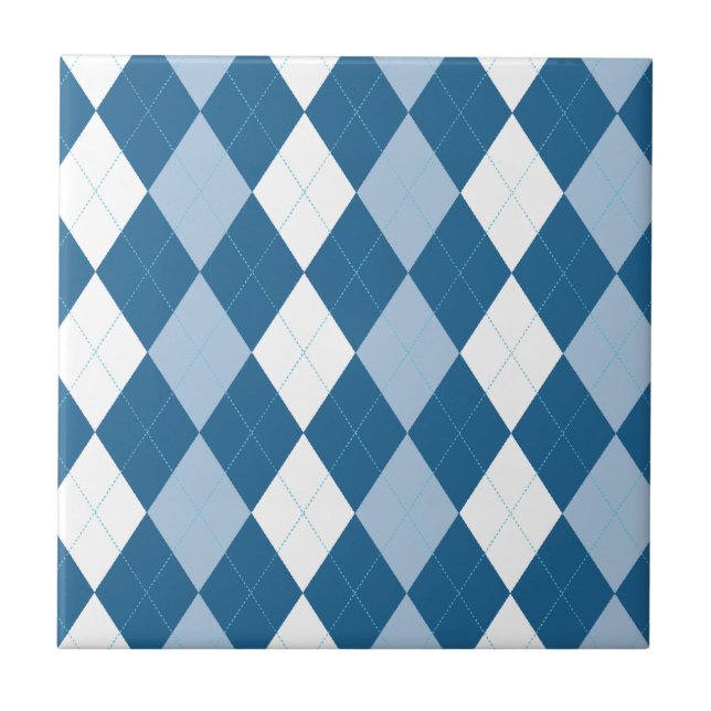 Tile mit blauer und weißer Raute Fliese (Vorderseite)