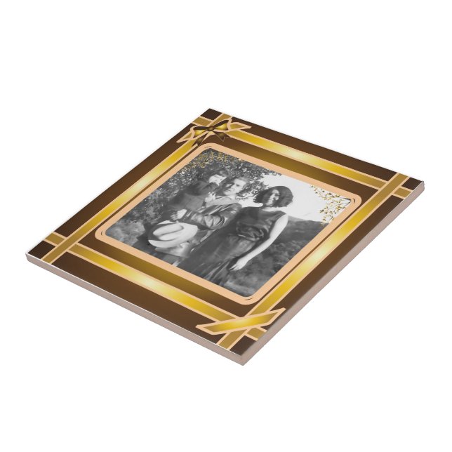 Tile mit goldener Ribbon-Fotoplastik Fliese (Seite)