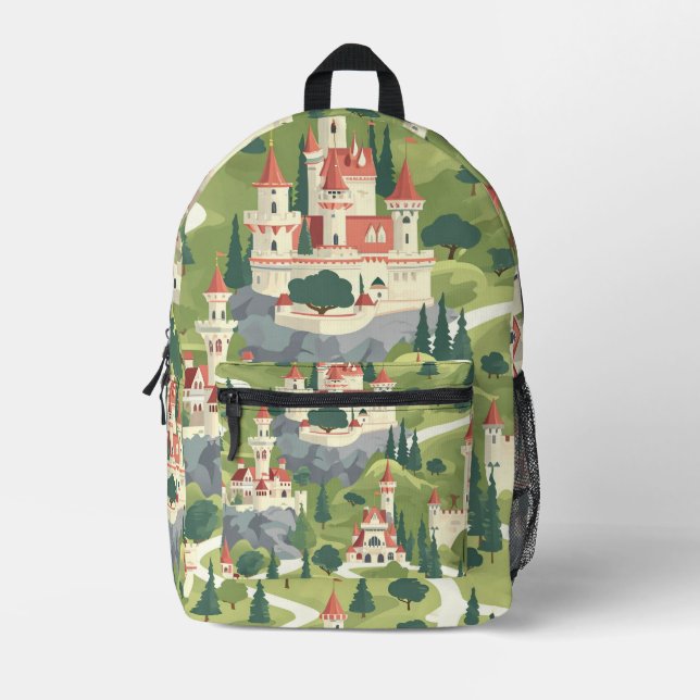 Tile Mittelalterliche Burg Muster Bedruckter Rucksack (Vorderseite)
