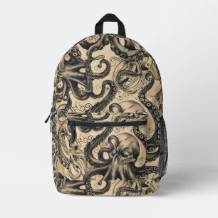 Tile Octopus Skull Tattoo Pattern Bedruckter Rucksack