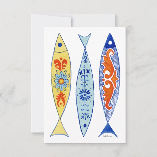 Tile Painted Fish Danke Karte (Vorderseite)