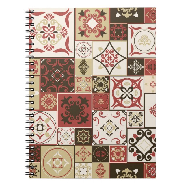 Tile PATTERN aus marsala-braunbeige marokkanischen Notizblock (Vorderseite)