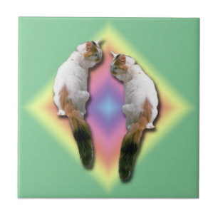 Tile - Rainbow-Diamant mit Katzen Fliese