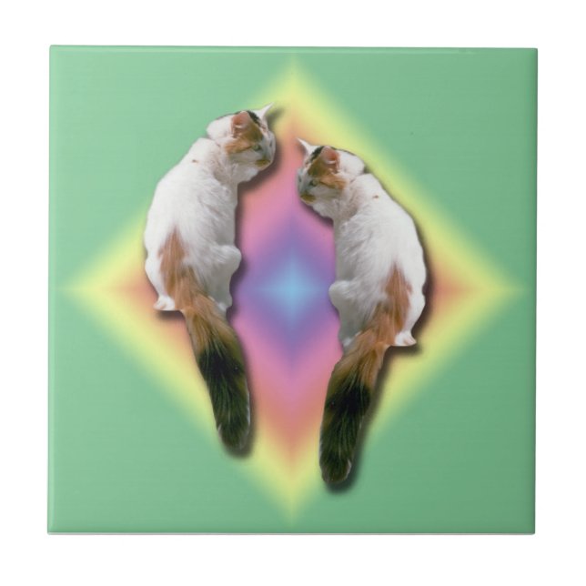 Tile - Rainbow-Diamant mit Katzen Fliese (Vorderseite)