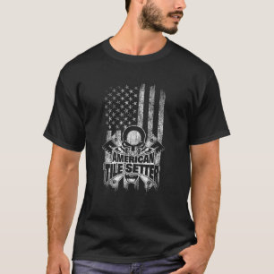 Tile Setter T Shirt American Flag Skull and Trowel