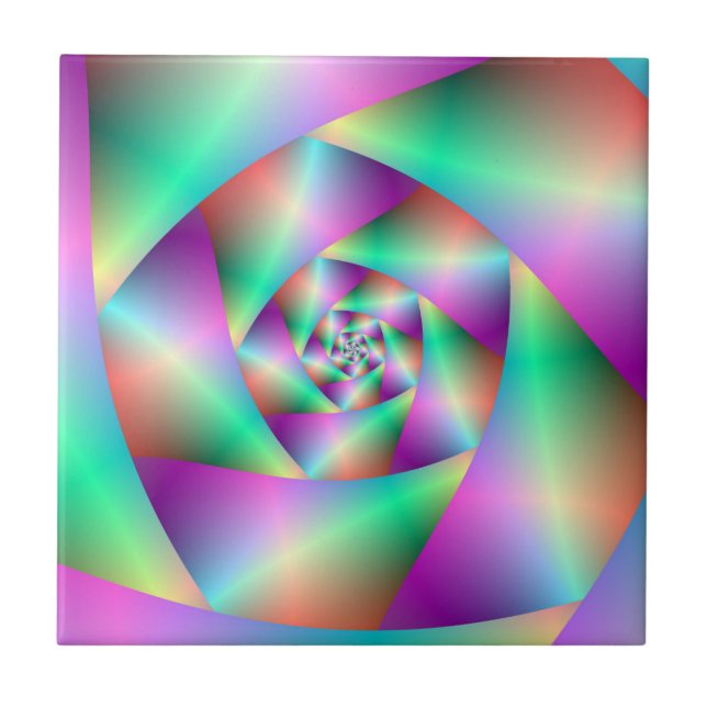 Tile Spirale in Türkis und Rosa Fliese (Vorderseite)
