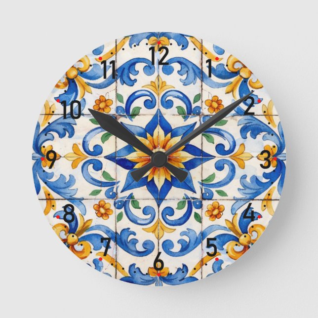 Tile Time Fiesta Clock Runde Wanduhr (Vorderseite)