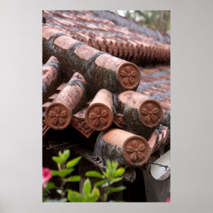 Tiled Dach des Okinawan-Hauses Poster