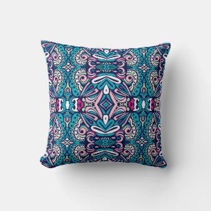 Tiled ethnic pattern. Abstract geometric mosaic vi Kissen