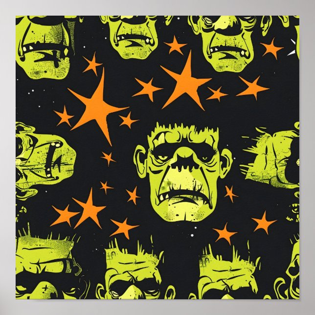 Tiled Frankenstein Pattern Poster (Vorne)