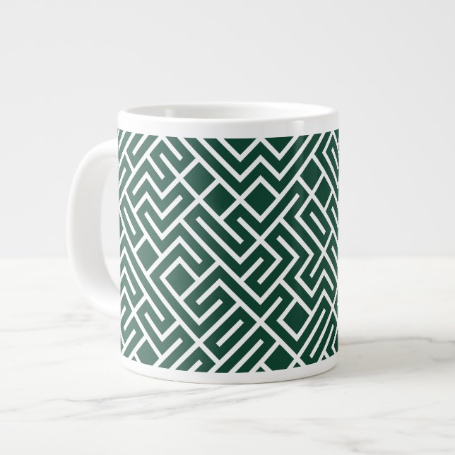 Tiled Lines Generative (Dark Green Fill) Unique Jumbo-Tasse (Vorderseite Links)