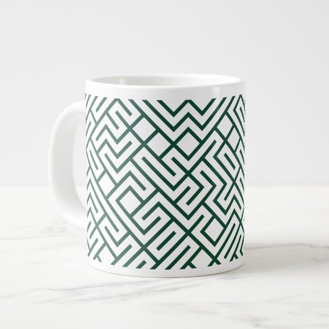 Tiled Lines Generative (Dark Green Line) Unique Jumbo-Tasse (Vorderseite Links)