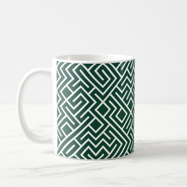 Tiled Lines Generative (Dunkle Grünfüllung) Einzig Kaffeetasse (Links)