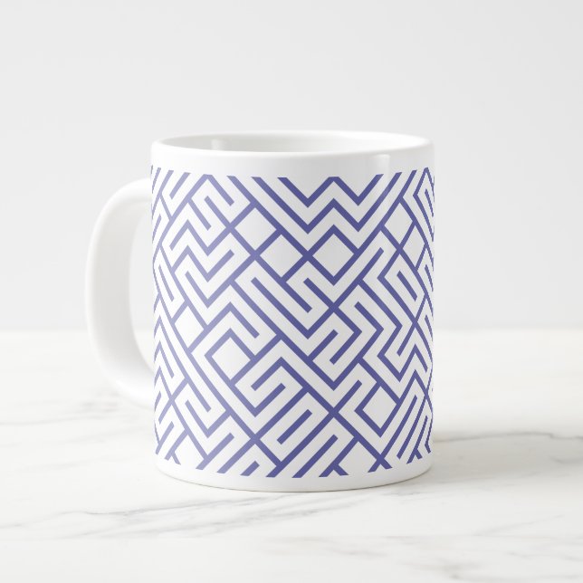 Tiled Lines Generative (Periwinkle Lines) Unique Jumbo-Tasse (Vorderseite Links)