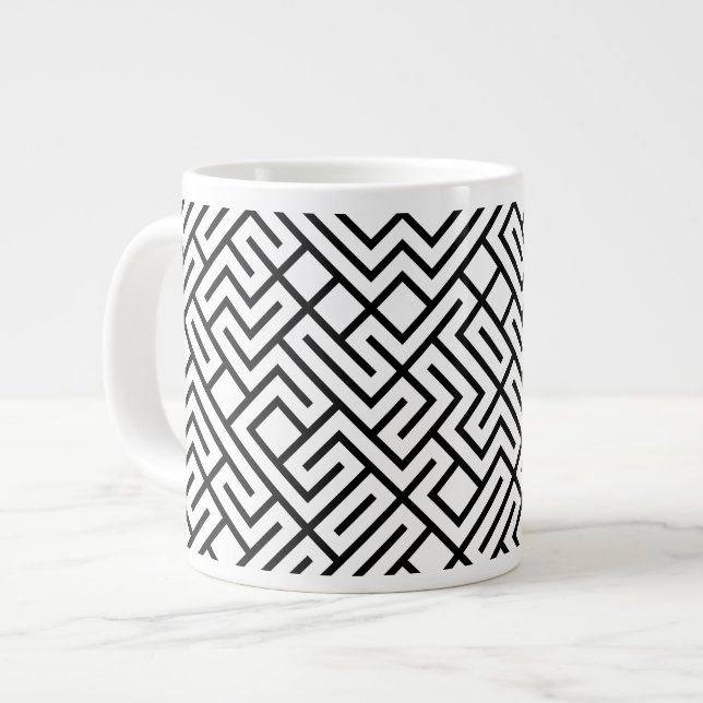 Tiled Lines Generative (Schwarze Linie) Einzigarti Jumbo-Tasse (Vorderseite Links)
