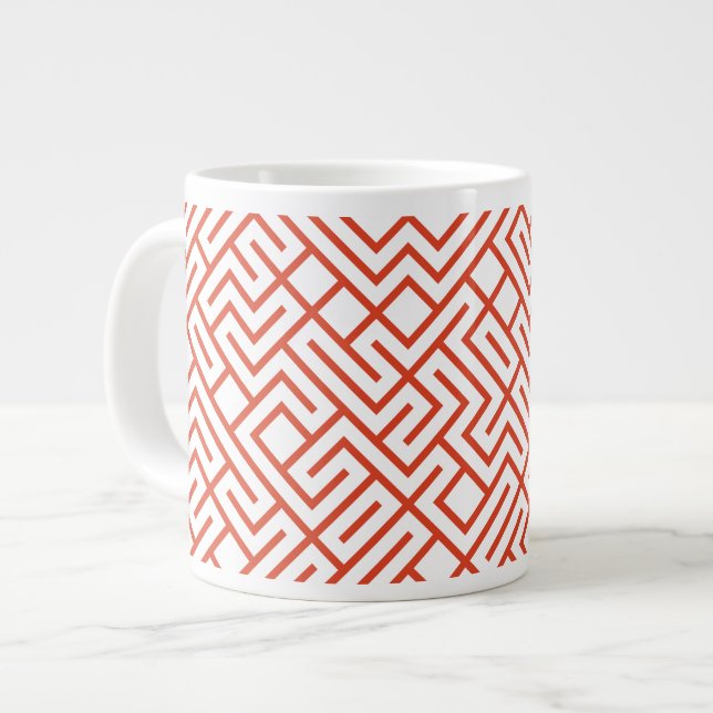 Tiled Lines Generative (Tangerine Line) Unique Jumbo-Tasse (Vorderseite Links)