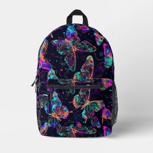 Tiled Neon Butterfly Pattern Bedruckter Rucksack