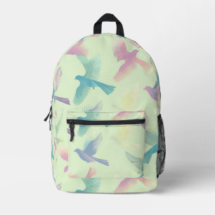 Tiled Pastel Bird-Muster Bedruckter Rucksack