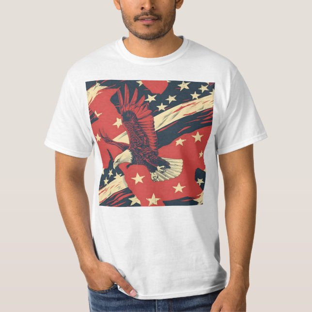 Tiled Red Bald Eagle Pattern T-Shirt (Vorderseite)