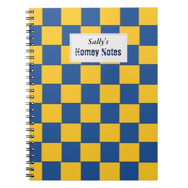 Tiled Woven Blue und Gelb Notizblock (Vorderseite)