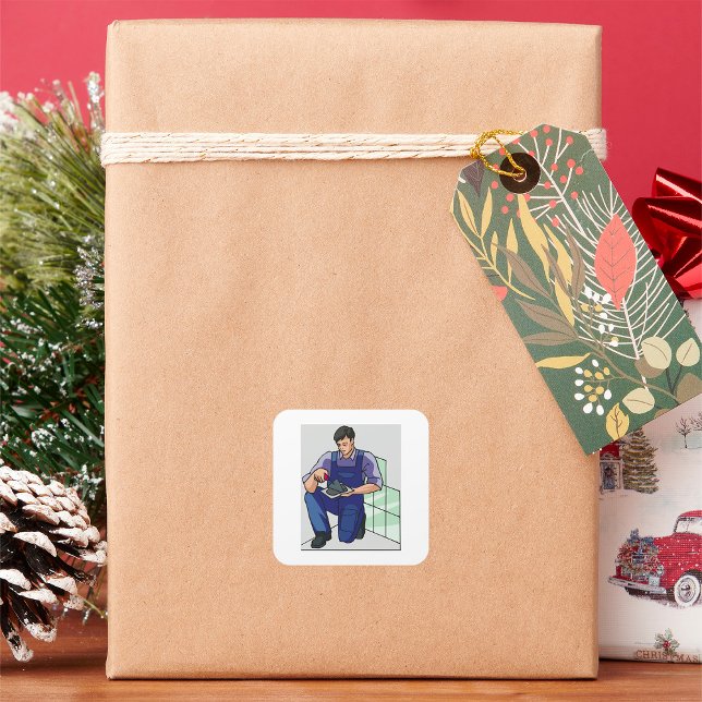 Tiler am Arbeitsplatz Quadratischer Aufkleber (Von Creator hochgeladen)