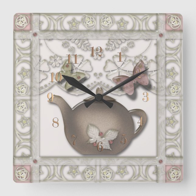 Tiles for the kitchen quadratische wanduhr (Vorderseite)