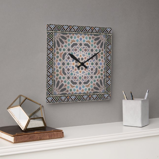 Tiles of the Alhambra Quadratische Wanduhr (Büro)
