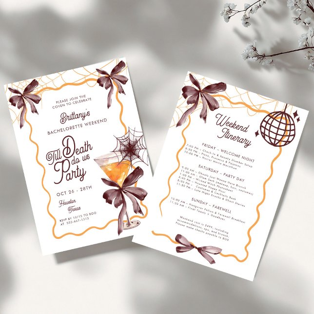 Till Death Bow Cocktail Halloween Bacheloerette In Einladung (Von Creator hochgeladen)