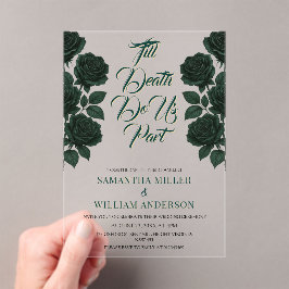 Till Death Do Us Part Green Rose Gothic Wedding In Acryleinladungen