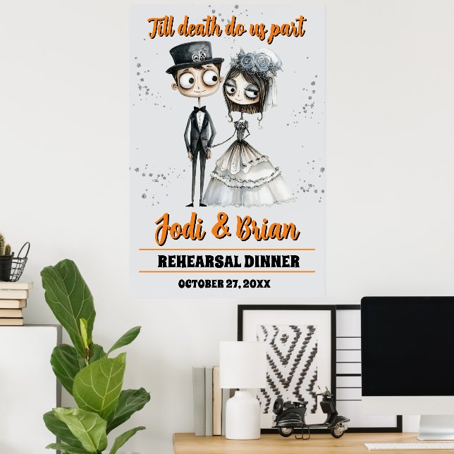 Till Death Do Us Part Halloween Wedding Welcome Poster (Heimbüro)