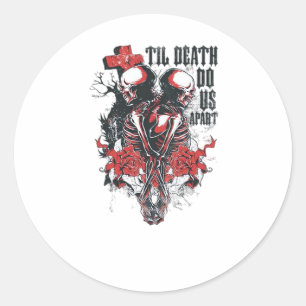 Till Death Do Us Part – Minimalistische Skelett-Ku Runder Aufkleber