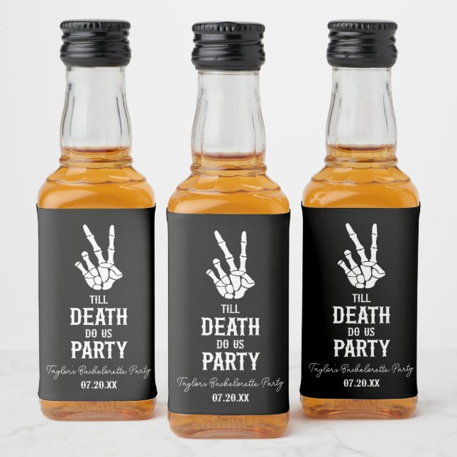 Till Death Do Us Party Skeleton Bachelorette Party Alkoholflaschenetikett (Flaschen)