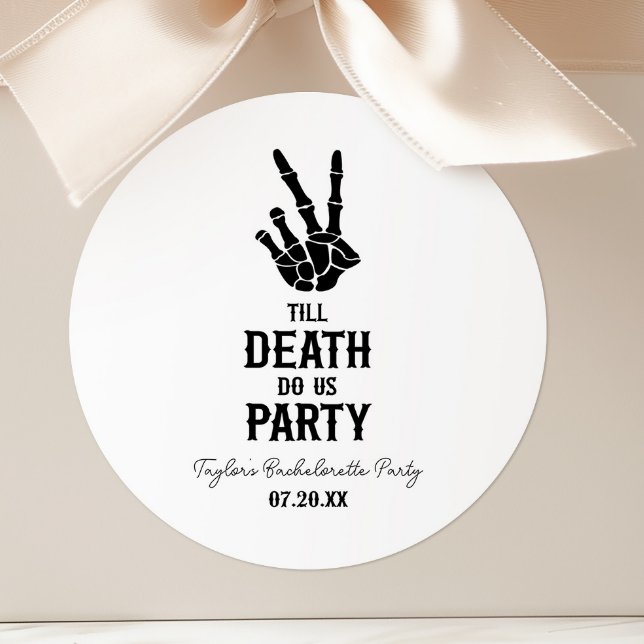 Till Death Do Us Party Skeleton Bachelorette Party Runder Aufkleber (Von Creator hochgeladen)