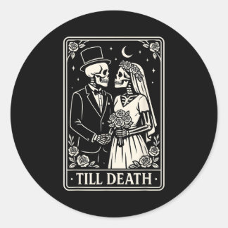 Till Death Skeleton Love Couples Gothic Wedding Br Runder Aufkleber