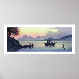 "Tillamook Bend" Landschaft Wasserfarbe Poster