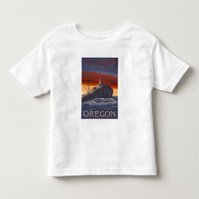 Tillamook Leuchtturm-Vintages Reise-Plakat Kleinkind T-shirt (Vorderseite)