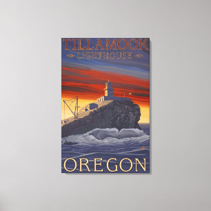 Tillamook Leuchtturm-Vintages Reise-Plakat Leinwanddruck