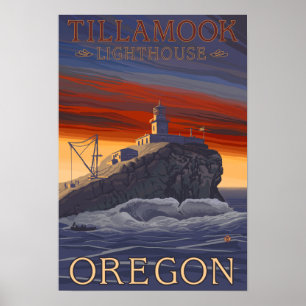 Tillamook Lighthouse Vintage Travel Poster