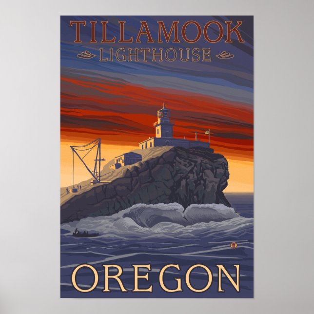 Tillamook Lighthouse Vintage Travel Poster (Vorne)