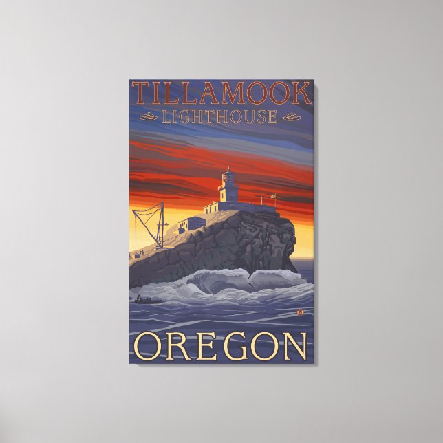 Tillamook Lighthouse Vintage Travel Poster Leinwanddruck (Vorderseite)