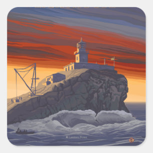 Tillamook Lighthouse Vintage Travel Poster Quadratischer Aufkleber