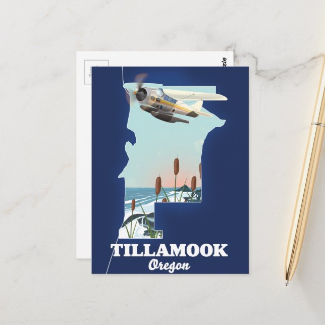 Tillamook Oregon Travel Map Postkarte (Vorderseite/Rückseite Beispiel)