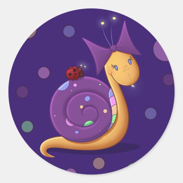 Tilly the Snail mit Punkten Runder Aufkleber (Vorderseite)