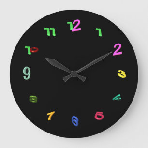 Tilted Colorful Nummern Große Wanduhr